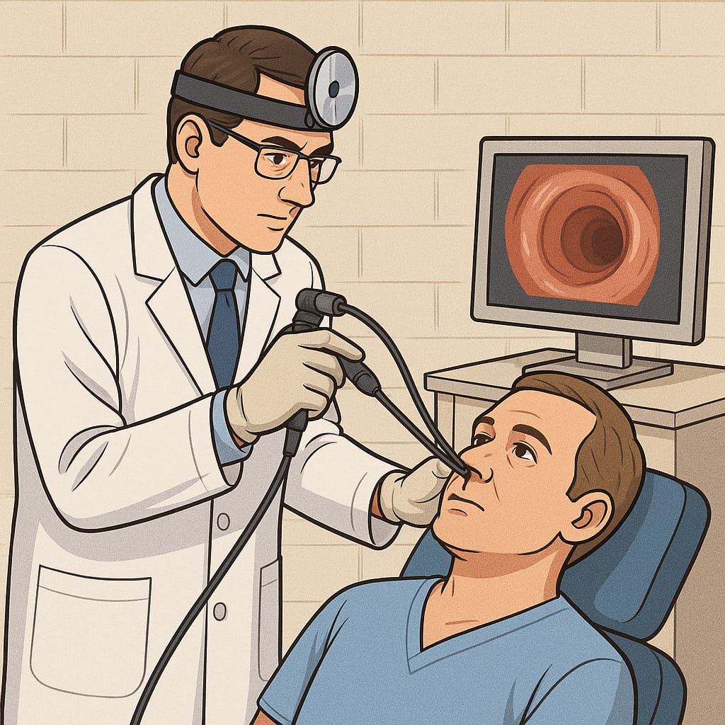 ENT examination illustration